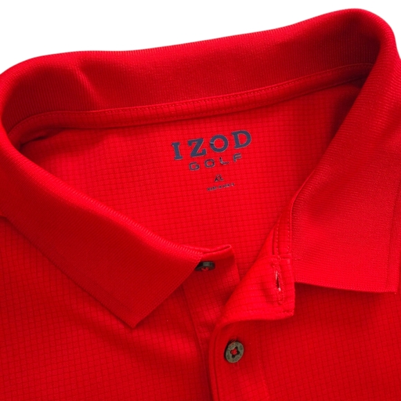 Izod Vibrant Red Polo Golf Shirt Polyester Size XL - Picture 4 of 5